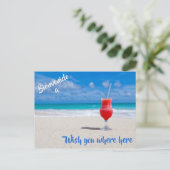 Welkom bij het Beach Briefkaart met Red Tropical (Staand voorkant)