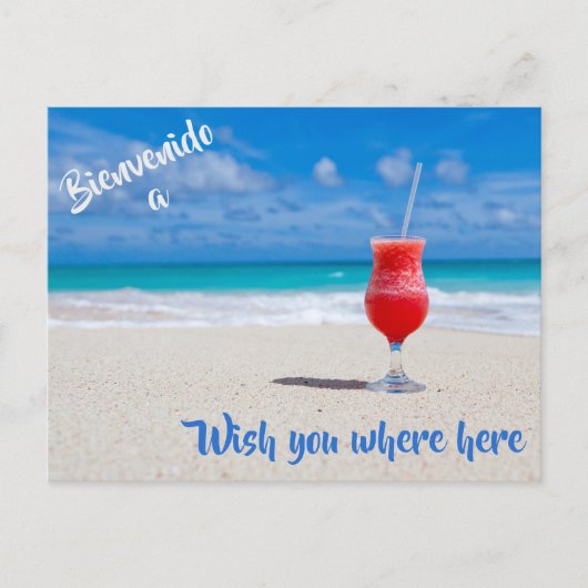 Welkom bij het Beach Briefkaart met Red Tropical (Voorkant)