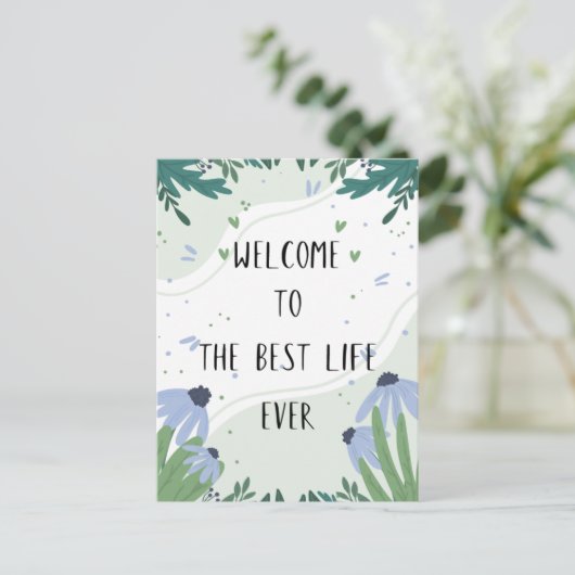 Welkom bij het beste leven ooit briefkaart (Staand voorkant)