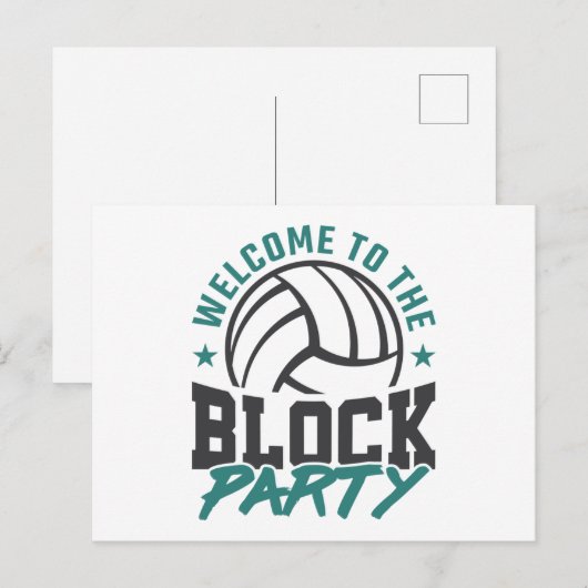Welkom bij het blok van het volleybalmiddenblok briefkaart (Voorkant / Achterkant)