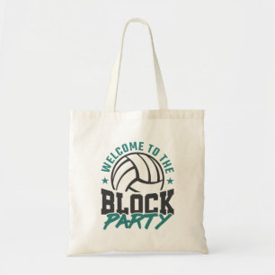 Welkom bij het blok van het volleybalmiddenblok tote bag