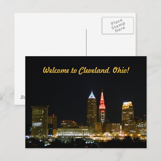 Welkom bij het Briefkaart Cleveland (Night) (Voorkant / Achterkant)