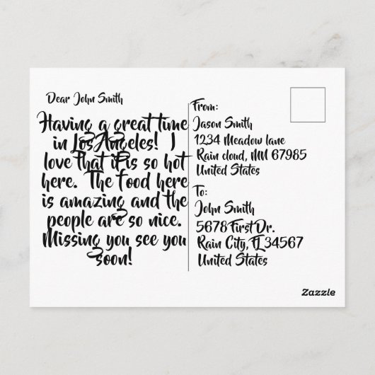 Welkom bij het briefkaart van Los Angeles (Achterkant)