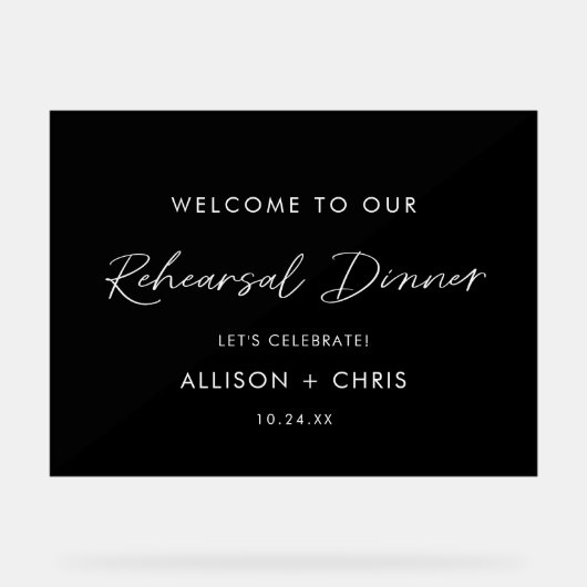 Welkom bij het bruiloftsrepetitie diner acryl bord (Voorkant)