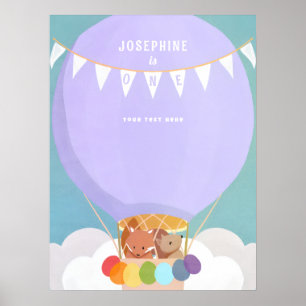 Welkom bij het eerste verjaardagsfeest met een het poster