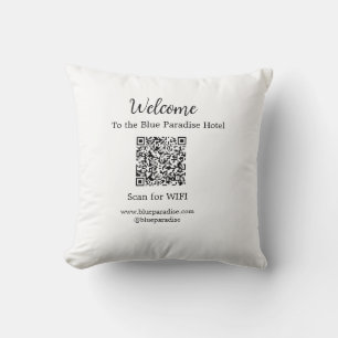 Welkom bij het hotel restaurant villa scan QR WIFI Kussen