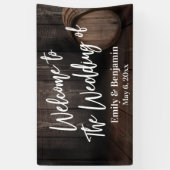 Welkom bij het huwelijk van Wooden Barrel Spandoek (Verticaal)