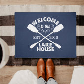 Welkom bij het Lake House | Navy & White Paddles Deurmat