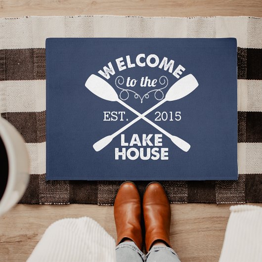 Welkom bij het Lake House | Navy & White Paddles Deurmat