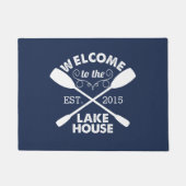 Welkom bij het Lake House | Navy & White Paddles Deurmat (Voorkant)