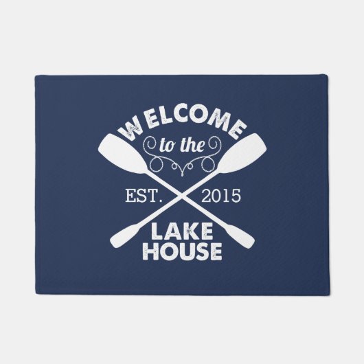 Welkom bij het Lake House | Navy & White Paddles Deurmat (Voorkant)