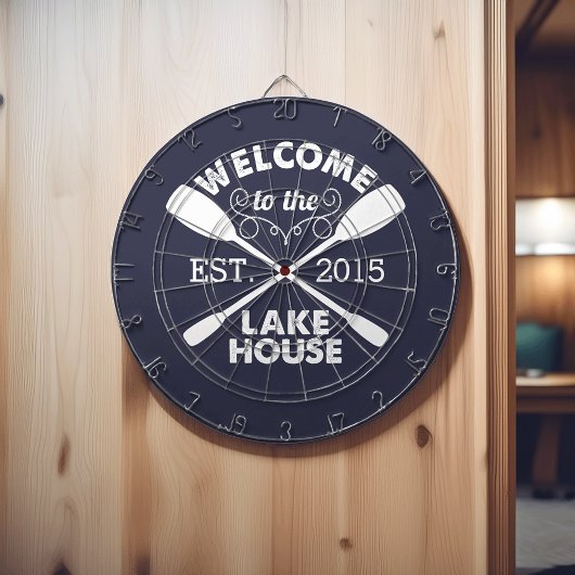 Welkom bij het Lake House | Rustic Canoe Paddles Dartbord