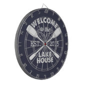 Welkom bij het Lake House | Rustic Canoe Paddles Dartbord (Voorkant Links)