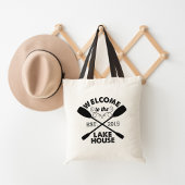 Welkom bij het Lake House | Rustic Canoe Paddles Tote Bag