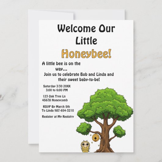 Welkom bij het Little Honeybee Baby shower Kaart (Voorkant)