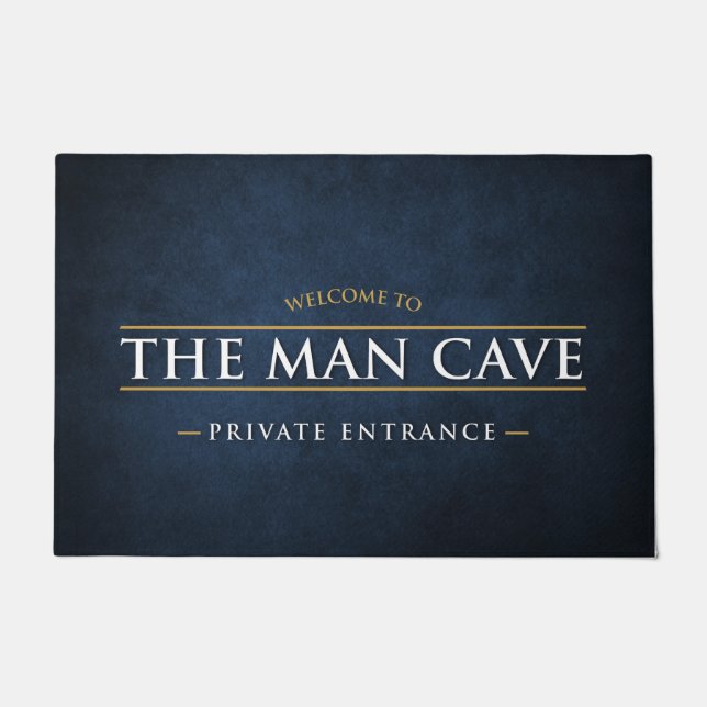 Welkom bij het Man Cave blue grunge deurmat (Voorkant)