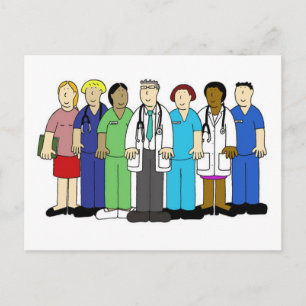 Welkom bij het Medische Team, Cartoon. Briefkaart