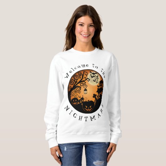 Welkom bij het Nightmare Halloween Pumpkin-ontwerp Trui (Voorkant volledig)