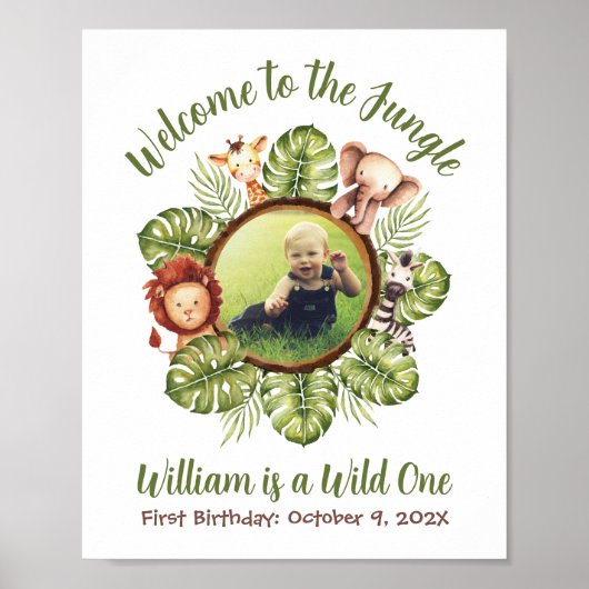 Welkom bij het Oerwoud Foto Wild One Safari Sign Poster (Voorkant)