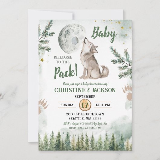 Welkom bij het Pack Forest Wolf Baby shower Kaart (Voorkant)
