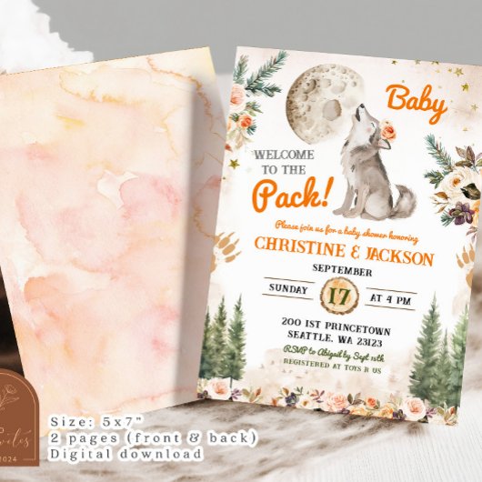Welkom bij het Pack Oranje Wolf Co-Ed Baby shower Kaart