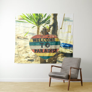 Welkom bij het paradijs Strand Oceaan Wandkleed