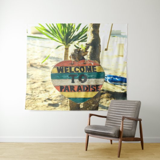 Welkom bij het paradijs Strand Oceaan Wandkleed (In Situ (horizontaal))