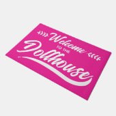 Welkom bij het poppenhuis Hot Pink Script Deurmat (Schuin)