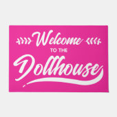 Welkom bij het poppenhuis Hot Pink Script Deurmat (Voorkant)
