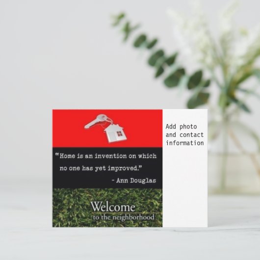 Welkom bij het rode zwarte rood briefkaart (Staand voorkant)