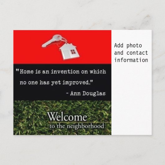 Welkom bij het rode zwarte rood briefkaart (Voorkant)