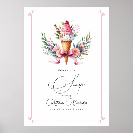Welkom bij het Scoop Ice Cream Vrijgezellenfeest Poster (Voorkant)