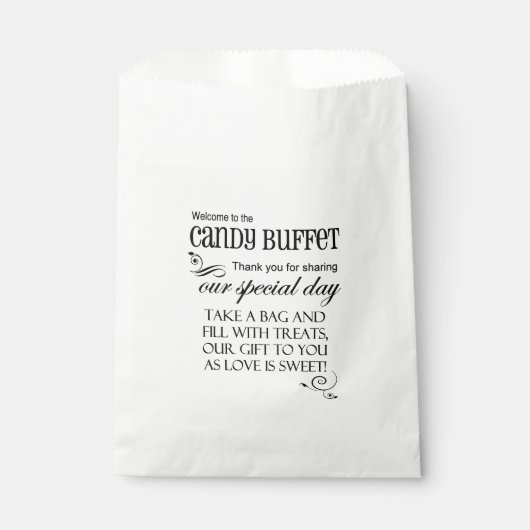 Welkom bij het Snoep Buffet Favor Bag Bedankzakje (Voorkant)
