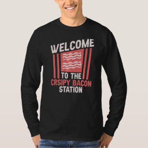 Welkom bij het station Bacon-station Barbecue T-shirt