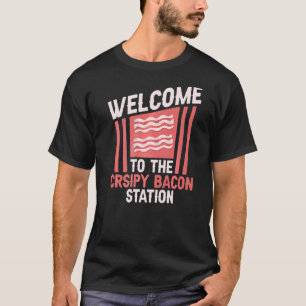 Welkom bij het station Bacon-station Barbecue T-shirt