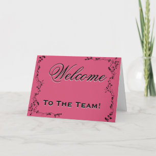 Welkom bij het team: Floral Black & Roze Kaart