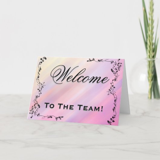 Welkom bij het team: Floral Black & White Car Kaart (Voorkant)