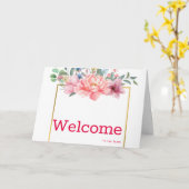 Welkom bij het team: Floral Black & White Car Kaart (Gele Bloem)