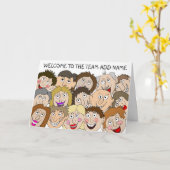 Welkom bij het team grappige gezichten kaart (Gele Bloem)