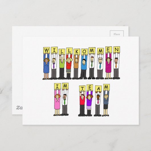 Welkom bij het team in het Duits Briefkaart (Voorkant / Achterkant)