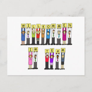 Welkom bij het team in het Duits Briefkaart