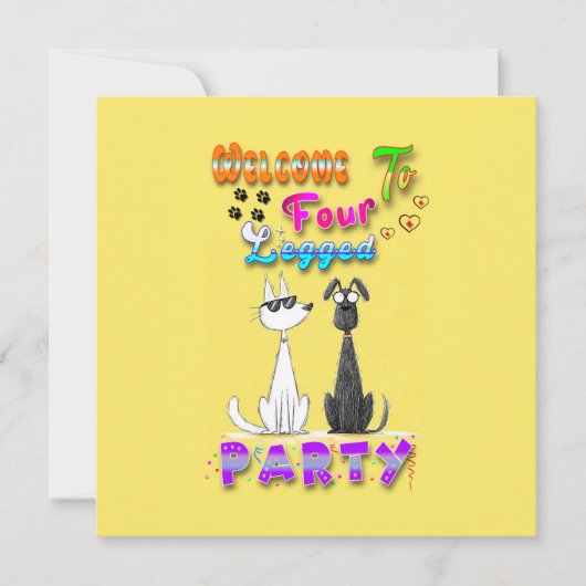 Welkom bij het vierbenige feest aankondiging (Voorkant)