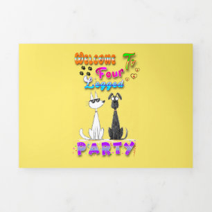Welkom bij het vierbenige feest drieluik wenskaart