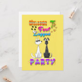 Welkom bij het vierbenige feest kaart (Voorkant / Achterkant in situ)