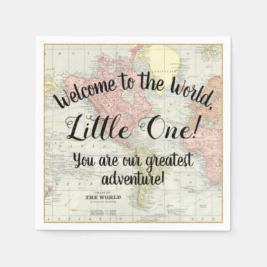 Welkom bij het Wereld Wereldkaart Baby shower Servet (Voorkant)