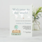 Welkom bij het Wereldkaart Travel Baby shower Kaart (Staand voorkant)