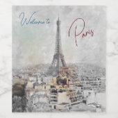 Welkom bij het wijnlabel Paris France | Parijs Wijn Etiket (Enkel label)