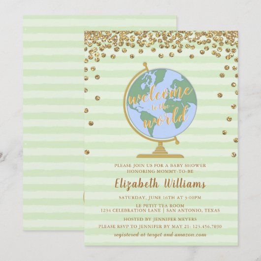 Welkom bij het World Wereldbol Baby shower Kaart (Voorkant / Achterkant)