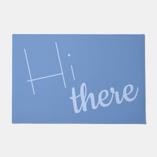 Welkom bij Hi there Minimalist Blue Deurmat (Voorkant)