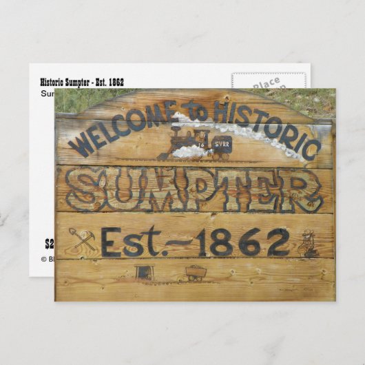 Welkom bij Historic Sumpter Est. ~ 1862 Briefkaart (Voorkant / Achterkant)